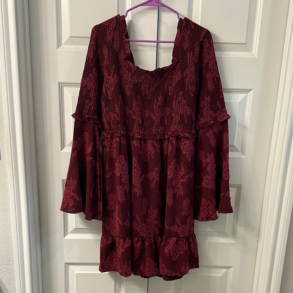 Elegant Burgundy Floral Dress